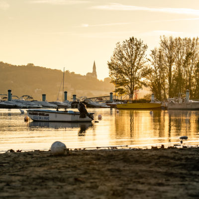 Coucher de soleil lors de la sécheresse du Lac d'Annecy
