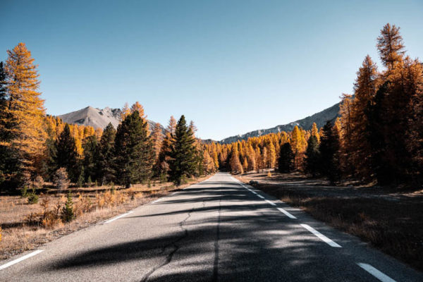 Un peu de répit avant les dernières épingles du mythique col de l'Izoard au coeur de l'automne dans le Queyras, France